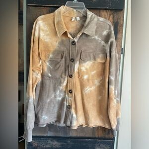 Womens Cato brand brown gold orange Tie-Dye Button-Up Shirt